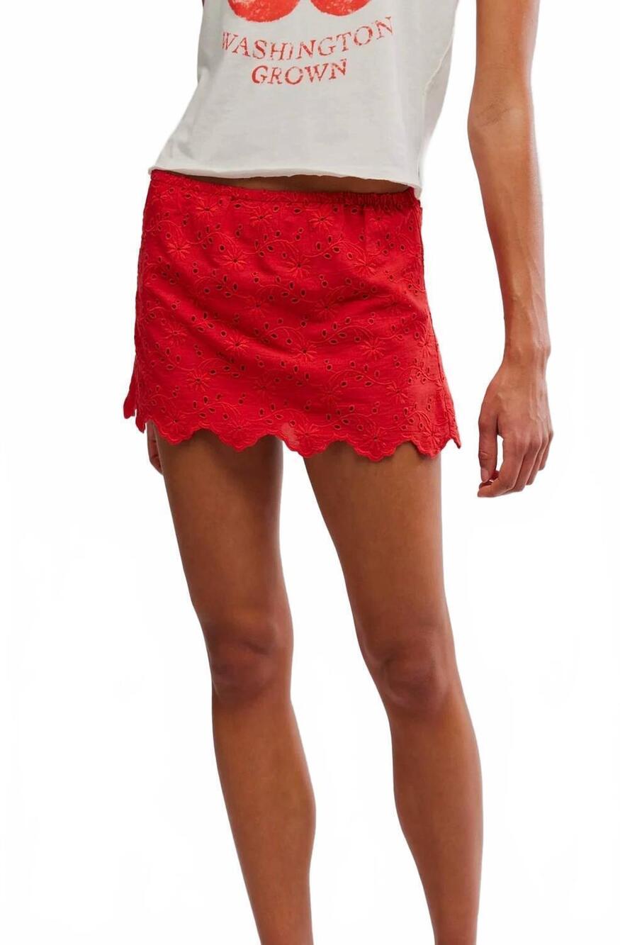 NEW FREE PEOPLE eyes on you skort in high risk red